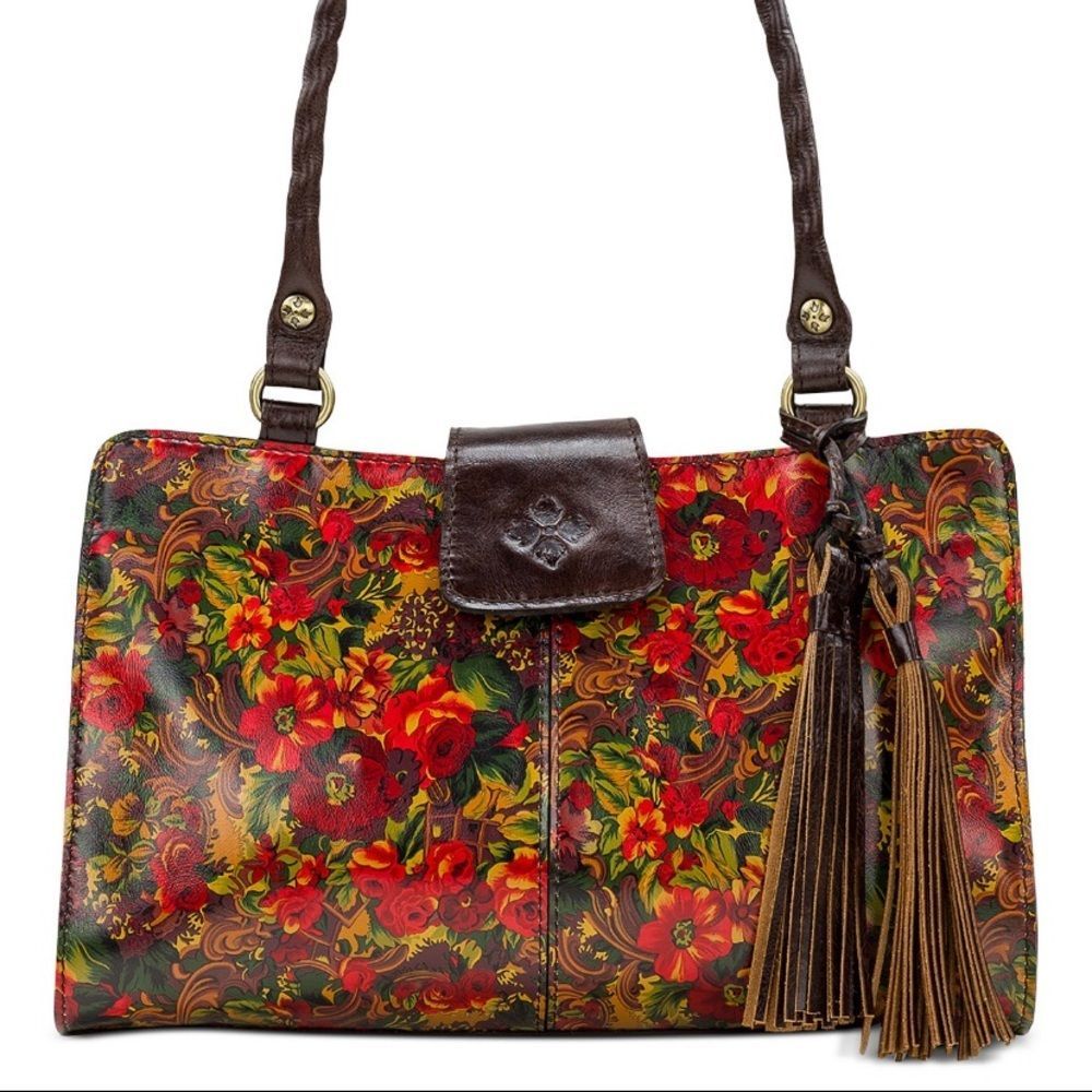 Patricia Nash - Rienzo Leather Satchel Bag - Golden Rustic Forest - Used